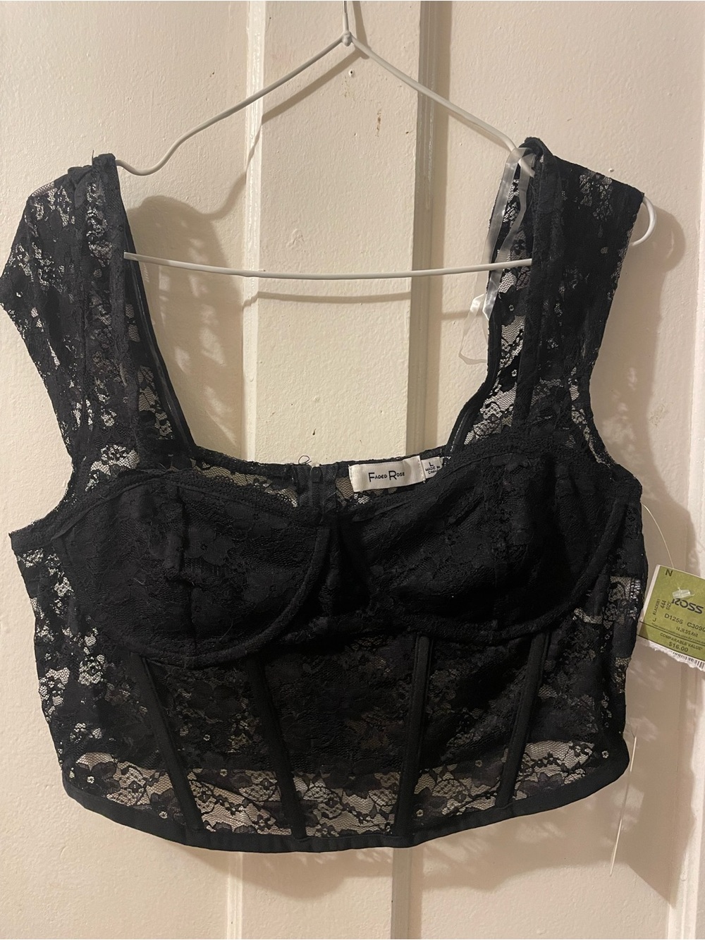 Fleur du Mal Black Lace Crop Bustier Top